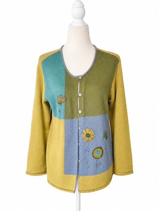 Sigrid Olsen Sweaters - Vintage Sigrid Olsen Sport Cardigan Sweater Medium Floral Patchwork Cottagecore
